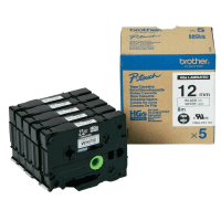 Brother HGe 231V5 Original High Resolution Black on White Tape 12mm 5 Pack Brother HGe 231V5 Original High Resolution Black on White Tape 12mm 5 Pack