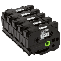Brother HGe 251V5 Original High Resolution Black on White Tape 24mm 5 Pack