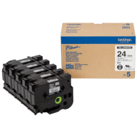 Brother HGe M951V5 Original P Touch Black on Silver Tape 24mm x 8m 5 Pack Brother HGe M951V5 Original P Touch Black on Silver Tape 24mm x 8m 5 Pack