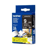 Brother TZ 325 Original P Touch White on Black Tape 9mm x 8m Brother TZ 325 Original P Touch White on Black Tape 9mm x 8m