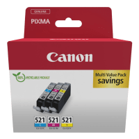 Canon CLI 521 2934B007AA Original Colour Ink Cartridge 3 Pack Canon CLI 521 2934B007AA Original Colour Ink Cartridge 3 Pack