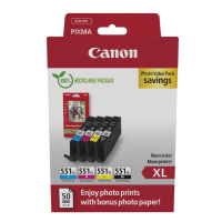 Canon CLI 551XL BK C M Y Original High Capacity Black Colour Ink Cartridge Photo Paper Value Pack Canon CLI 551XL BK C M Y Original High Capacity Black Colour Ink Cartridge Photo Paper Value Pack
