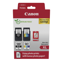 Canon PG 560XL CL 561XL Black and Colour High Capacity Value Pack Photo Paper Original Canon PG 560XL CL 561XL Black and Colour High Capacity Value Pack Photo Paper Original