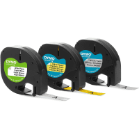 Dymo S0721790 S0721800 Original Paper Plastic Metallic Tape 12mm x 4m 3 Pack