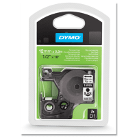 Dymo 16959 S0718060 Original D1 Black on White Polyester Tape 12mm x 5.5m