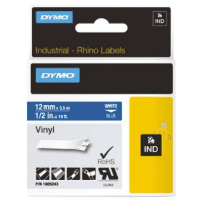 Dymo 1805243 Original White on Blue Permanent Vinyl Tape 12mm x 5m Dymo 1805243 Original White on Blue Permanent Vinyl Tape 12mm x 5m