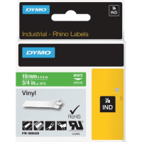 Dymo 1805420 Original White On Green Vinyl Label Tape 19mm x 5.5m