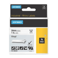 Dymo 1805430 Original Black On White Vinyl Label Tape 24mm x 5.5m Dymo 1805430 Original Black On White Vinyl Label Tape 24mm x 5.5m