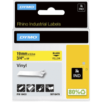 Dymo 18433 S0718470 Original Black on Yellow Vinyl Label Tape 19mm x 5.5m Dymo 18433 S0718470 Original Black on Yellow Vinyl Label Tape 19mm x 5.5m