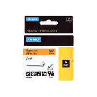 Dymo 18435 S0718490 Original Black on Orange Permanent Vinyl Tape 12mm x 5.5m Dymo 18435 S0718490 Original Black on Orange Permanent Vinyl Tape 12mm x 5.5m