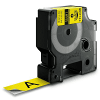 Dymo 18491 S0718090 Original Black on Yellow Flexible Nylon Label Tape 19mm x 3.5m