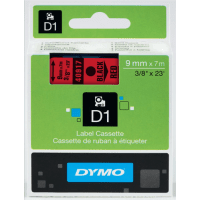Dymo 40917 S0720720 Original D1 Black on Red Labelling Tape 9mm x 7m Dymo 40917 S0720720 Original D1 Black on Red Labelling Tape 9mm x 7m