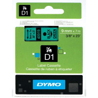 Dymo 40919 S0720740 Original D1 Black on Green Labelling Tape 9mm x 7m Dymo 40919 S0720740 Original D1 Black on Green Labelling Tape 9mm x 7m
