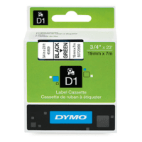 Dymo 45809 S0720890 Original D1 Black on Green Labelling Tape 19mm x 7m