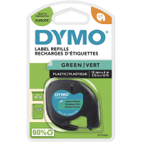 Dymo 91204 S0721640 Original Black on Green LetraTag Plastic Label Tape 12mm x 4m Dymo 91204 S0721640 Original Black on Green LetraTag Plastic Label Tape 12mm x 4m