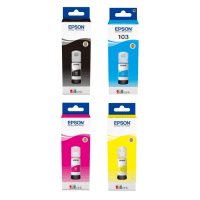 Epson 103 BK C M Y Black Colour Ink Bottle 4 Pack Original