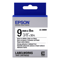 Epson LK 3WBW C53S653007 Original Strong Adhesive Black on White Labelling Tape 9mm x 9m Epson LK 3WBW C53S653007 Original Strong Adhesive Black on White Labelling Tape 9mm x 9m