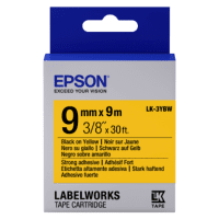 Epson LK 3YBW C53S653005 Original Strong Adhesive Black on Yellow Labelling Tape 9mm x 9m Epson LK 3YBW C53S653005 Original Strong Adhesive Black on Yellow Labelling Tape 9mm x 9m