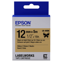 Epson LK 4KBK C53S654001 Original Black on Gold Satin Label Tape 12mm x 5m