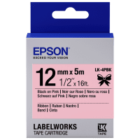 Epson LK 4PBK C53S654031 Original Black on Satin Pink Ribbon Label Tape Cartridge 12mm x 5m Epson LK 4PBK C53S654031 Original Black on Satin Pink Ribbon Label Tape Cartridge 12mm x 5m
