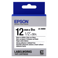 Epson LK 4WBW C53S654016 Original Strong Adhesive Black on White Labelling Tape 12mm x 9m Epson LK 4WBW C53S654016 Original Strong Adhesive Black on White Labelling Tape 12mm x 9m