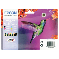 Epson T0807 Black Colour Ink Cartridge 6 Pack Original