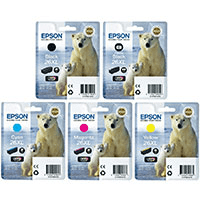 Epson T2621 T2631 2 3 4 26XL Black Colour High Capacity Ink Cartridge 5 Pack Original Epson T2621 T2631 2 3 4 26XL Black Colour High Capacity Ink Cartridge 5 Pack Original