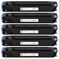 HP 124A Q6000 x2 Q6001 Q6003 Q6002 Compatible Black and Colour Toner Cartridge 5 Pack