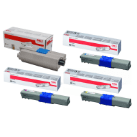 OKI 444697 BK C M Y Original High Capacity Black Colour Toner Cartridge Multipack