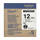 Brother HG 131V5 Original P Touch Label Tape Black On Clear Paper 12mm x 8m 5 Pack
