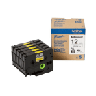 Brother HG 631V5 Original P Touch Black on Yellow Tape 12mm x 8m 5 Pack