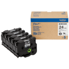 Brother HGe M951V5 Original P Touch Black on Silver Tape 24mm x 8m 5 Pack