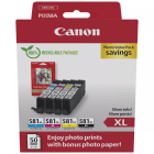 Canon CLI 581XL BK C M Y Original High Capacity Black Colour Ink Cartridge Photo Paper Value Pack Canon CLI 581XL BK C M Y Original High Capacity Black Colour Ink Cartridge Photo Paper Value Pack