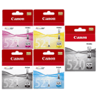 Canon PGI 520BK CLI 521 BK C M Y Original Black Colour Ink Cartridge 5 Pack Canon PGI 520BK CLI 521 BK C M Y Original Black Colour Ink Cartridge 5 Pack