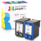 Compatible HP 56 57 C6656ae C6657ae Black and Colour Ink Cartridge Pack