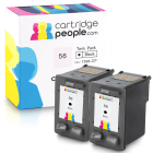 Compatible HP C6656ae 56 Black Ink Cartridge Twin Pack Deal