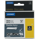 Dymo Rhino 18759 18489 S0718120 Original Black on White Flexible Nylon Tape 19mm x 3.5m